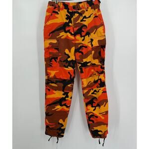 Rothco Men Pants Sz S Orange Camo Utility Cargo Streetwear Gorpcore Y2K Tactical